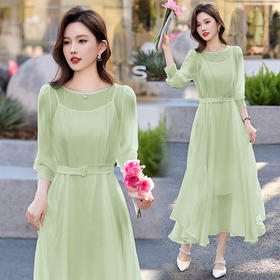 绝美漂亮连衣裙夏2025新款高级气质收腰显瘦飘逸仙气长裙子QIXFS2575-5