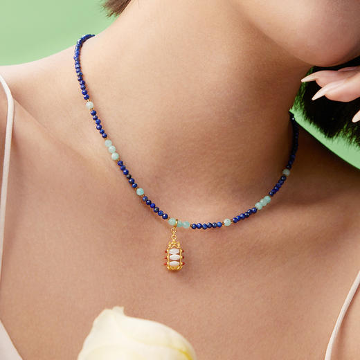 Manreya“蓝色诗序”天然石项链银镀金项链 商品图1