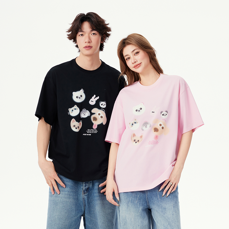 YKYB黄子韬短袖T恤全棉舒适透气耐穿手绘萌宠上衣Y52NDT058