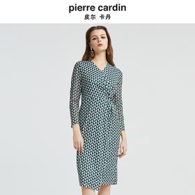 皮尔卡丹女装新款时尚修身淑女收腰连衣裙P4331E4940G3