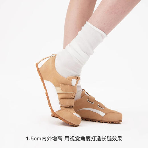 lost in echo2025春夏新款时尚魔术贴轻便薄底真皮运动鞋赛车鞋女 商品图2