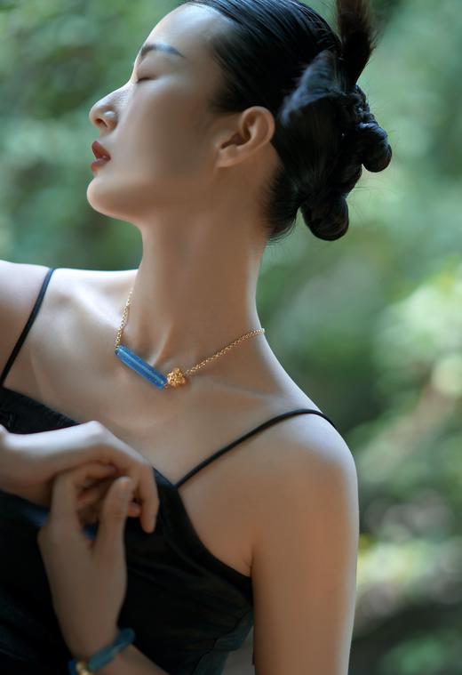 蓝琉璃银鎏金饕餮长链 商品图8