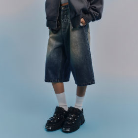 GOODBAI GOODEES烫钻logo水洗牛仔中裤