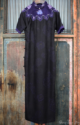 盛唐牡丹| 香云纱如意领手绣古法旗袍