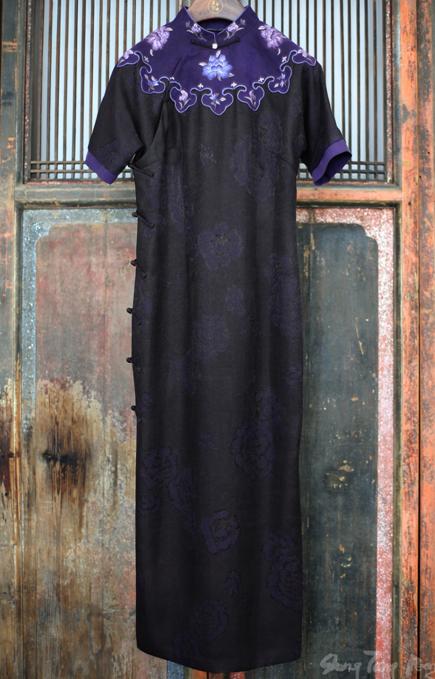 盛唐牡丹| 香云纱如意领手绣古法旗袍 商品图0