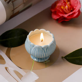 【敦煌莲花陶瓷香薰小蜡烛】手工莲花陶瓷蜡烛杯 大豆蜡香薰蜡烛家用持久留香 创意香氛