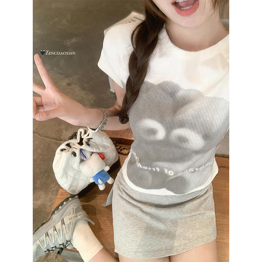 <曾小咸推荐>新款美式印花修身短袖T恤女夏季 商品图1