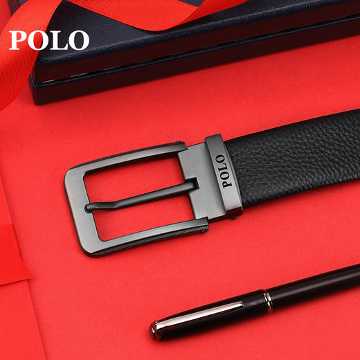 POLO 男士皮带商务休闲鳄鱼纹腰带双头层牛皮男裤带012251 商品图10