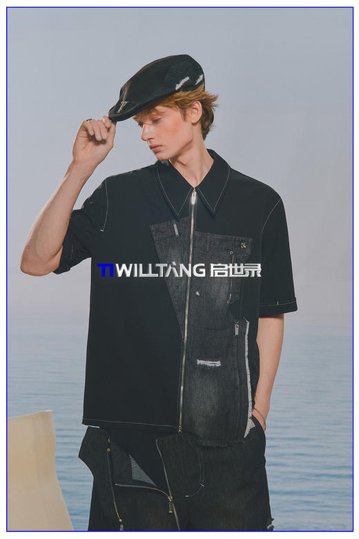 TIWILLTANG启世录“凌迹回响”水洗牛仔套装拼接衬衫短裤两件套 商品图5