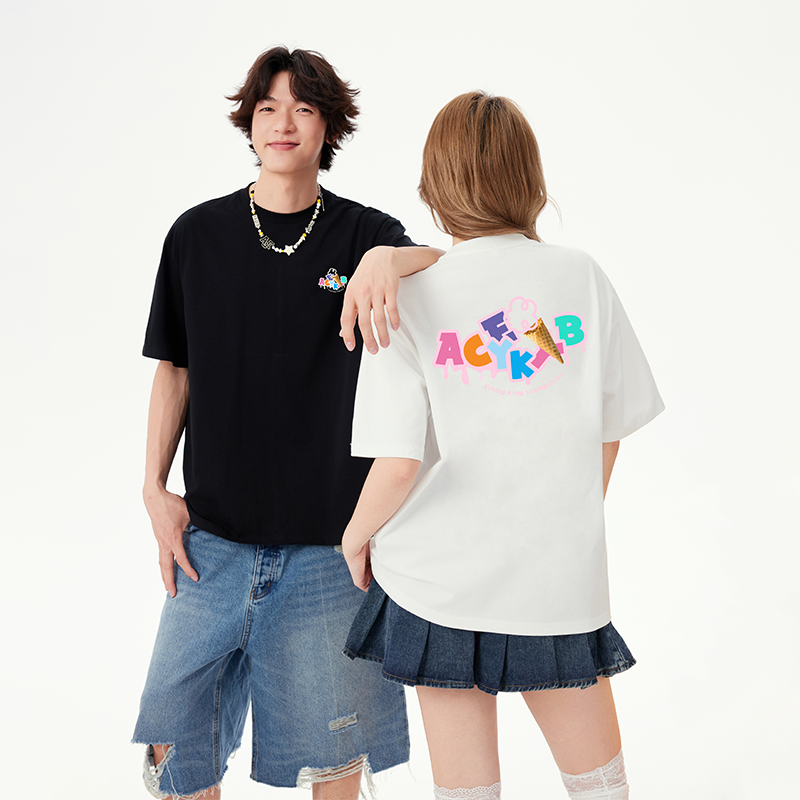 YKYB黄子韬短袖T恤柔软肤透气落肩宽松慵懒风冰淇淋云朵上衣Y52NDT101