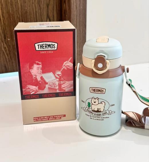 (5个起少5元)THEMOS膳魔师双饮保温杯520ml复古系列小狗海盐蓝 商品图0