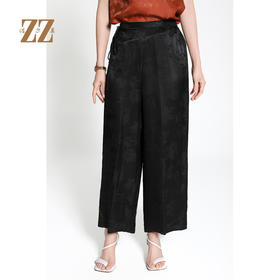佐尔美春夏新款新中式国风桑蚕丝阔腿裤长裤女M42KS75