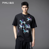 PINLI品立2025夏季新款创意烫画休闲短袖T恤男士潮牌纯棉体恤上衣BG252111023 商品缩略图0