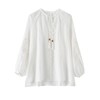 「K」洛诗琳01855法式系带衬衫2025夏季苎麻刺绣灯笼袖衬衫10344 商品缩略图2