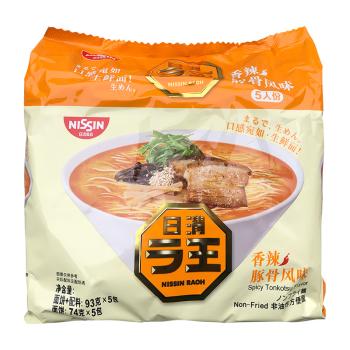 日清拉王方便面越南进口香辣豚骨风味93g*5袋装非油炸日式拉面五连包 /粮油调味 /方便食品 /方便面 商品图2