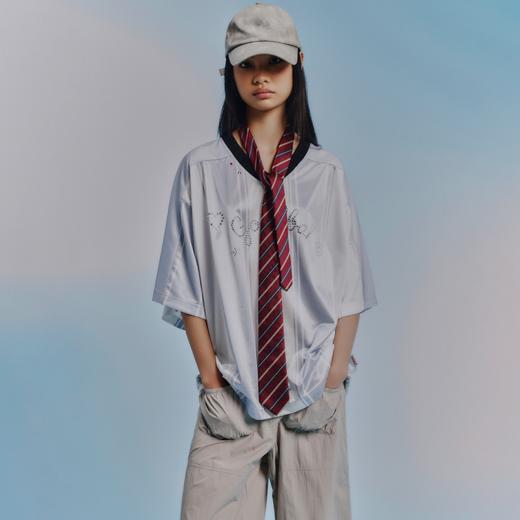 GOODBAI GOODEES烫钻logo花花仙人掌印花V领oversize球衣 商品图0