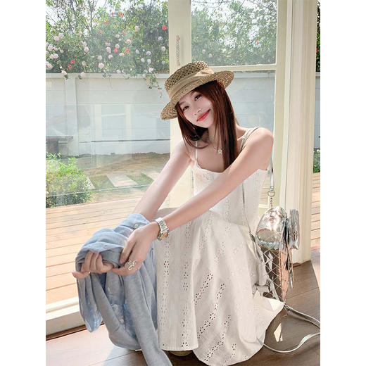 <曾小咸推荐>法式无袖白色吊带连衣裙女气质 商品图2