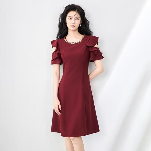 「高货wl」全新升级【铂金会员330/天猫439/差价109】(04539)洛诗琳法式重工镶钻连衣裙2025夏季设计感露肩气质收腰裙 商品图0