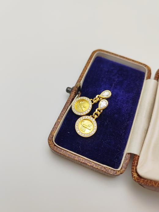 古董科沁金币黄金配钻石耳环 商品图6