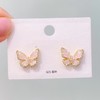 银小贝  粉色冰晶蝴蝶耳钉 商品缩略图1