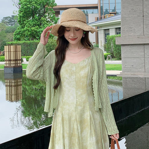 奢姿大码女装2025夏季时尚系带设计气质镂空上衣胖妹妹V领开衫9652353216A 商品图1