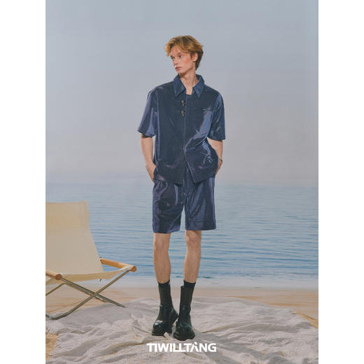 启世录TIWILLTANG“光钦予焕”垂感短袖衬衫男休闲短裤套装夏背心 商品图4