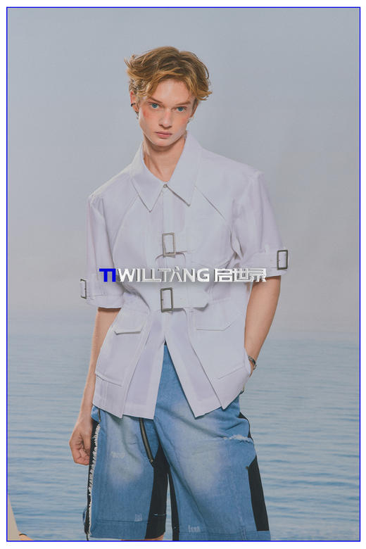 TIWILLTANG启世录“日予驳肖”日字扣短袖夹克外套男 商品图5