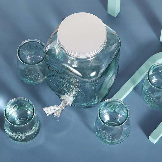 【西班牙进口带水龙头水罐套装】带水龙头玻璃水罐五件套 4L+400ml*4 商品图2