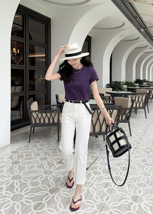 美洋同款新款夏日百搭马骝水洗牛仔裤丹宁360°弹力修身九分烟管裤 商品图2