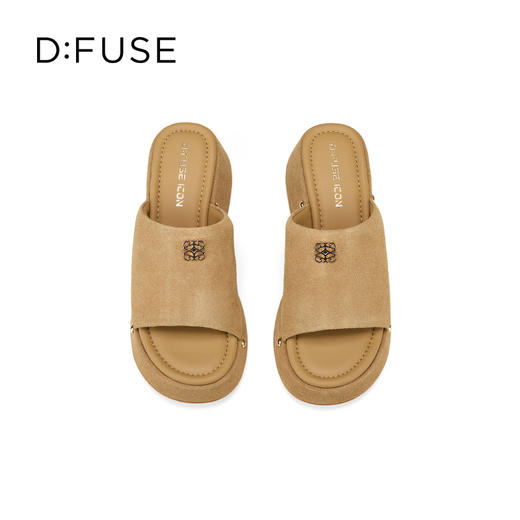 Dfuse迪芙斯2025夏季新款露趾拖鞋增高厚底坡跟凉拖一片式女鞋DFD2110024 商品图14