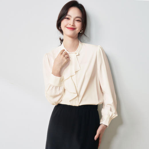 25春轻职场温柔风不规则飘带衬衫设计感OL通勤职业长袖衬衣！ 商品图5