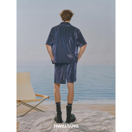 启世录TIWILLTANG“光钦予焕”垂感短袖衬衫男休闲短裤套装夏背心 商品图2