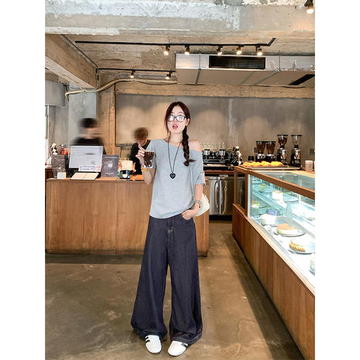 <曾小咸推荐>3.27现货秒杀 ！微信超特价！一字肩两穿短袖T恤 日常89.99 立减40 秒杀49.99！！白色垂感阔腿休闲裤 秒杀79.99！ 商品图12