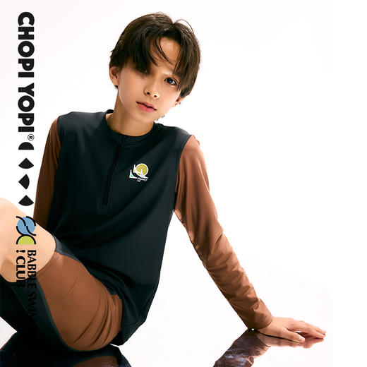 chopiyopi童装 儿童拼接长袖短裤分体泳衣 商品图4