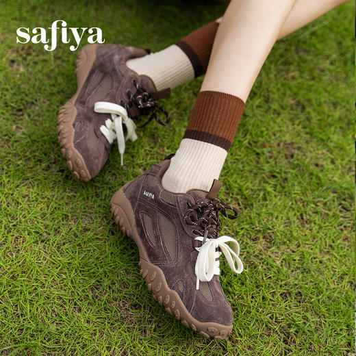 Safiya/索菲娅2025时尚双系带复古拼色百搭轻便休闲阿甘德训鞋SFD3112425 商品图5