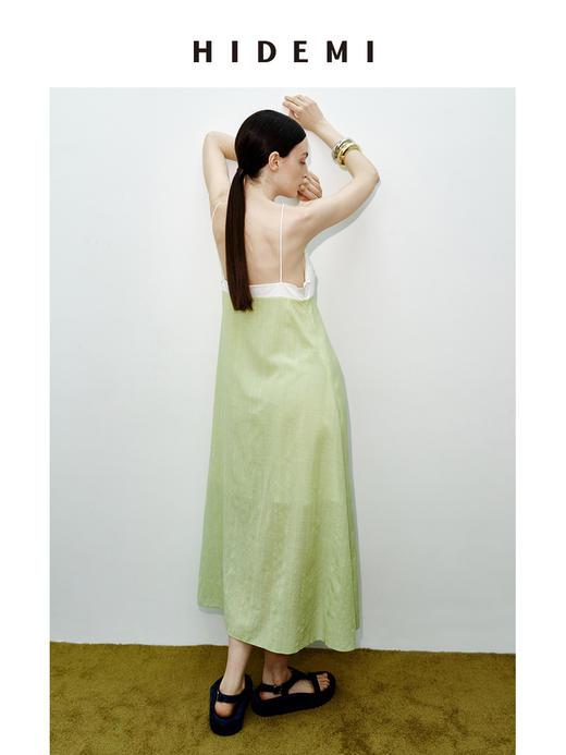 HIDEMI 度假系列进口天丝拼接设计感抹胸式吊带连衣裙 商品图5