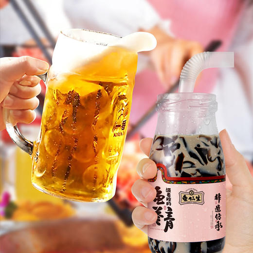 （送奶油球、吸管）罗浮龟仙生·龟苓膏丨夏天必备“灭火饮”，可以吸着吃的龟苓膏，160g玻璃瓶装 商品图5