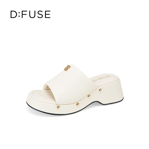Dfuse迪芙斯2025夏季新款露趾拖鞋增高厚底坡跟凉拖一片式女鞋DFD2110024 商品图5
