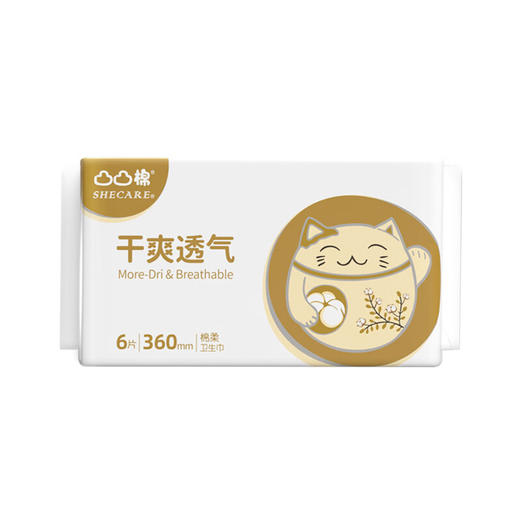 凸凸棉干爽透气360夜用卫生巾6片 商品图0