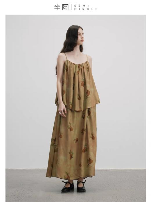半圆/D23214307/花朵印花假两件吊带连衣裙 商品图0