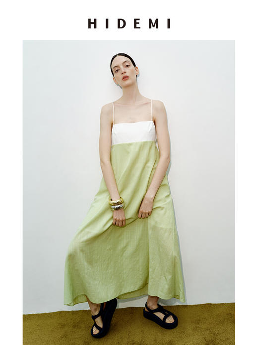 HIDEMI 度假系列进口天丝拼接设计感抹胸式吊带连衣裙 商品图1