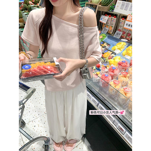 <曾小咸推荐>3.27现货秒杀 ！微信超特价！一字肩两穿短袖T恤 日常89.99 立减40 秒杀49.99！！白色垂感阔腿休闲裤 秒杀79.99！ 商品图2