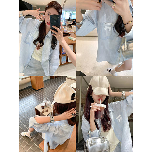 【169元任选2件】最后一波现货！蓝色薄款蝴蝶结衬衫 商品图4