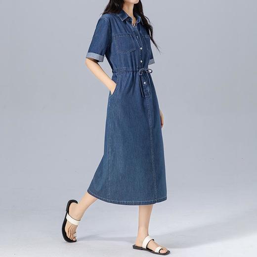 「高货xg」全新升级【铂金会员220/天猫289/差价69】(95201)洛诗琳天丝棉polo牛仔裙2025夏季薄款收腰显瘦连衣裙女 商品图2