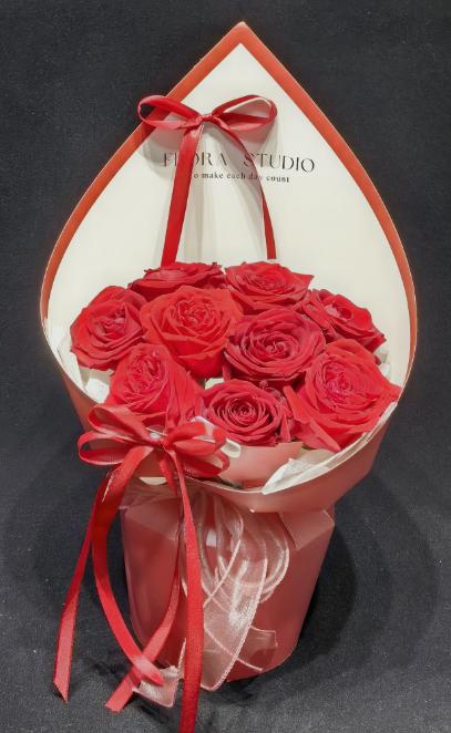 【炽恋·红玫绮梦 】新鲜鲜花花束 红玫瑰9朵 （可备注送货时间） 商品图1