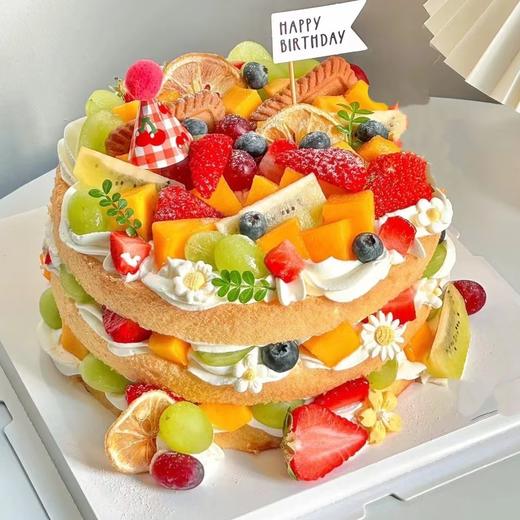 高端森系缤纷水果裸蛋糕-提前2小时预定 商品图0