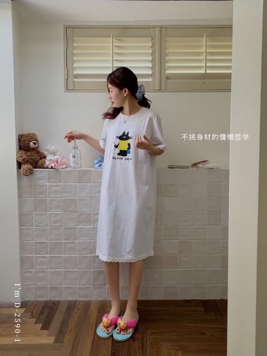 老米优品🎈 3-5天!  一眼心动！设计师原创手绘！《冰棉蕾丝卡通睡裙》当「黑猫警长」遇上「软萌熊熊」太可爱啦！Q250514B 商品图3