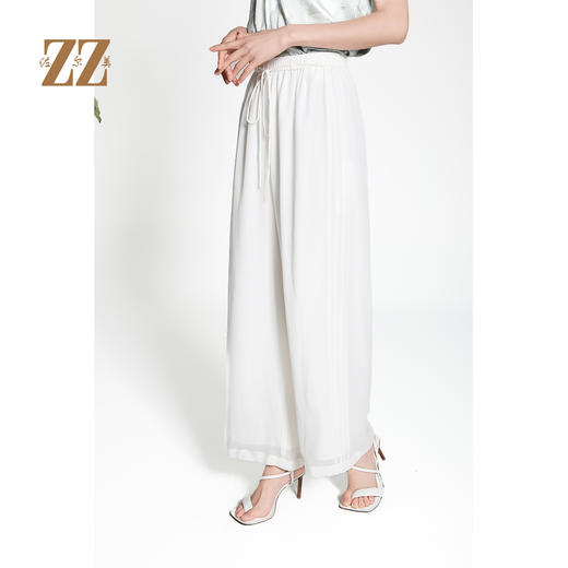 佐尔美春夏新款时尚百搭100%桑蚕丝阔腿裤长裤女M42KS54 商品图1