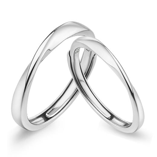 KADER卡蒂罗 莫比乌斯环情侣对戒 S925银镶宝石开口可调节情侣戒指一对 小众设计圣诞礼物送女生 礼盒装 情侣礼物一对 商品图1