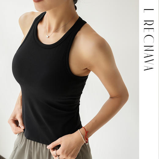 L RECNAVA 裸感一体胸垫修身显瘦工字背心 经典圆领好穿脱 长度到腹 遮肉显瘦 商品图7